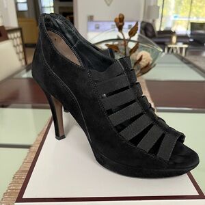 PAUL GREEN Black Strappy Peep Toe Leather Pumps Size 8 (UK 5.5)